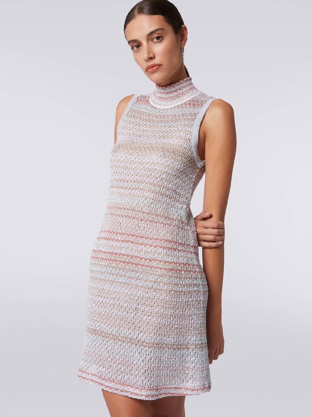 M Missoni Mini-abito in maglia a rete con collo alto e applicazione di paillettes Negozio