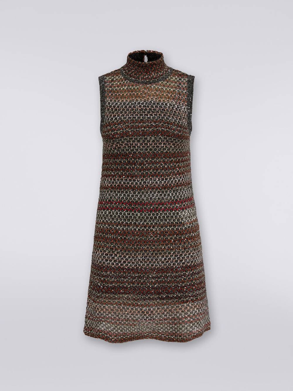 M Missoni Mini-abito in maglia a rete con collo alto e applicazione di paillettes In Saldo
