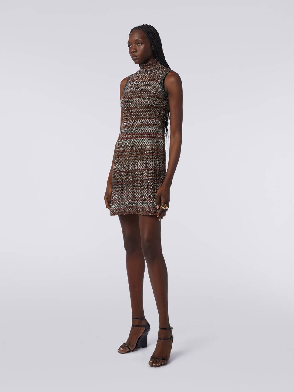 M Missoni Mini-abito in maglia a rete con collo alto e applicazione di paillettes In Saldo