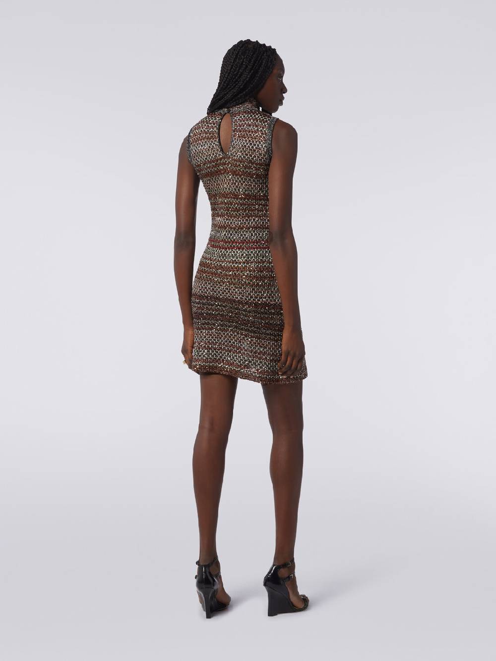 M Missoni Mini-abito in maglia a rete con collo alto e applicazione di paillettes In Saldo