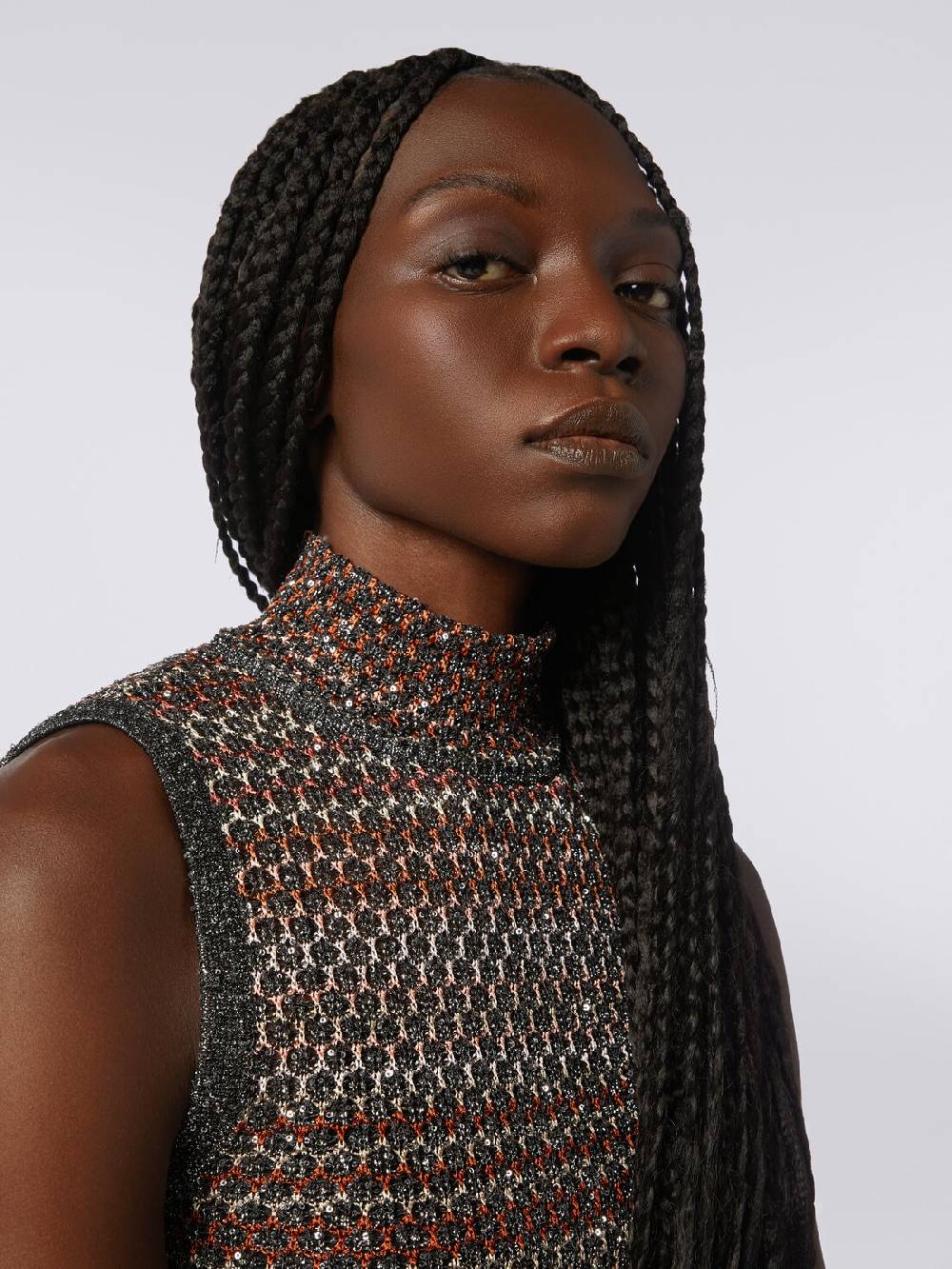 M Missoni Mini-abito in maglia a rete con collo alto e applicazione di paillettes In Saldo