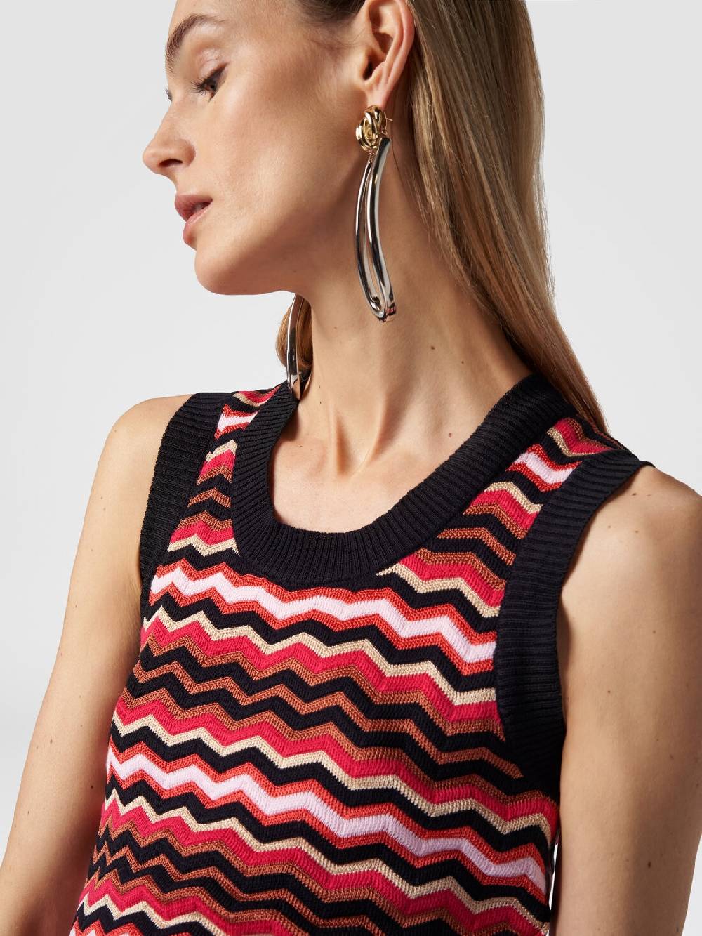 M Missoni Abito senza maniche in maglia zig zag Nuova