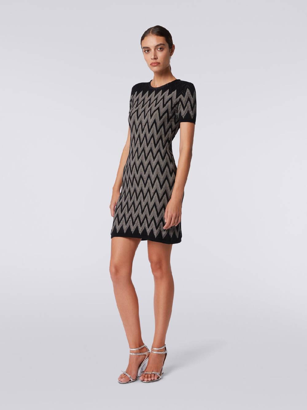 M Missoni Abito girocollo in cotone chevron con lurex Italy