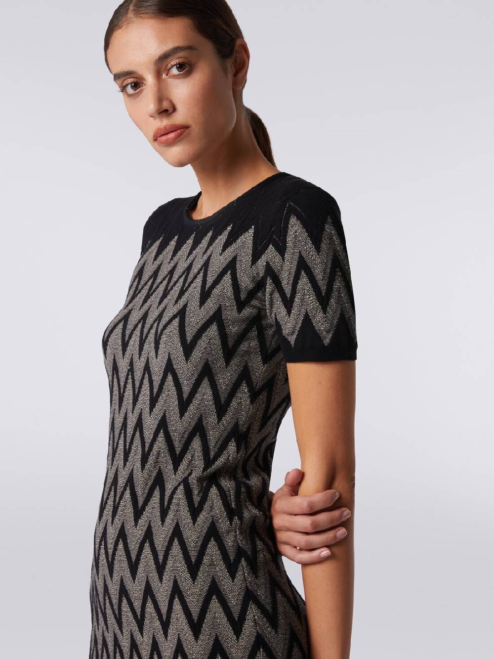 M Missoni Abito girocollo in cotone chevron con lurex Italy