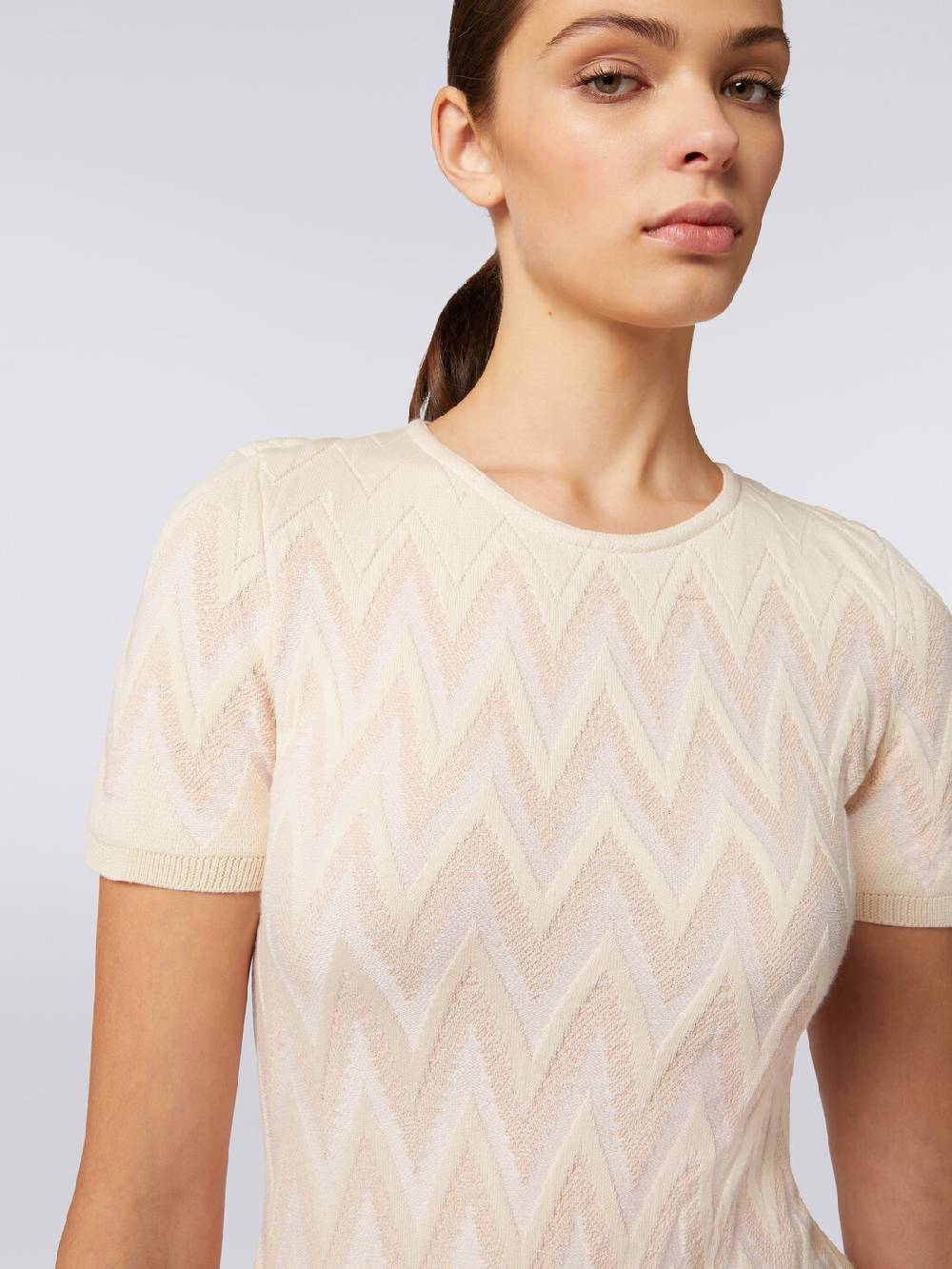 M Missoni Abito girocollo in cotone chevron con lurex Italia