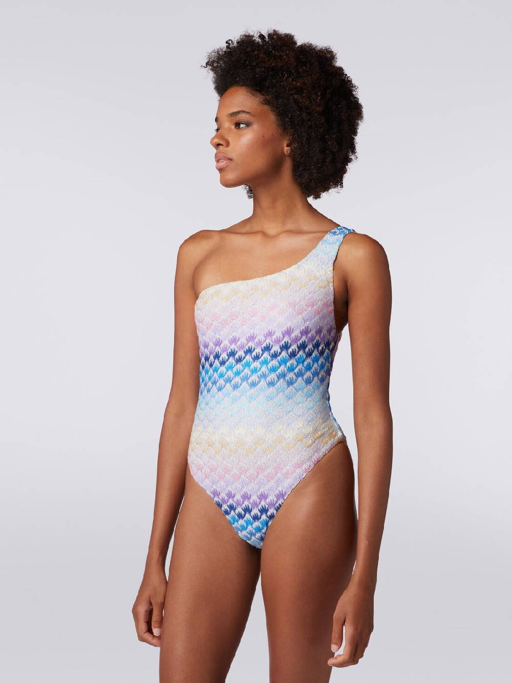 M Missoni Costume intero monospalla effetto pizzo con lurex In Linea
