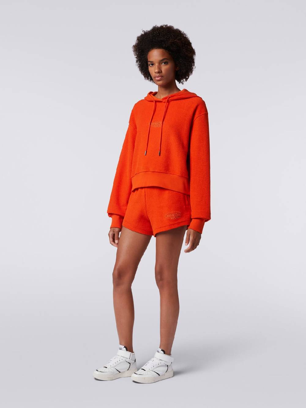 M Missoni Felpa garzata crop con cappuccio e logo Pezzi Unici