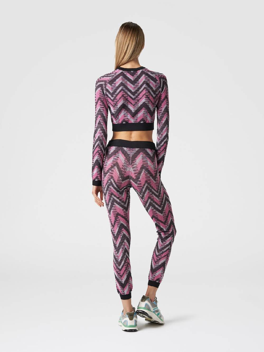 M Missoni Crop top a maniche lunghe in maglia chevron con logo Promozione Limitata