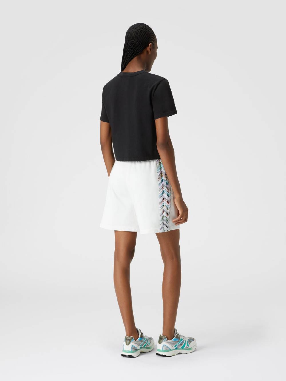 M Missoni Shorts in felpa di cotone con logo e bande laterali in maglia Sottocosto