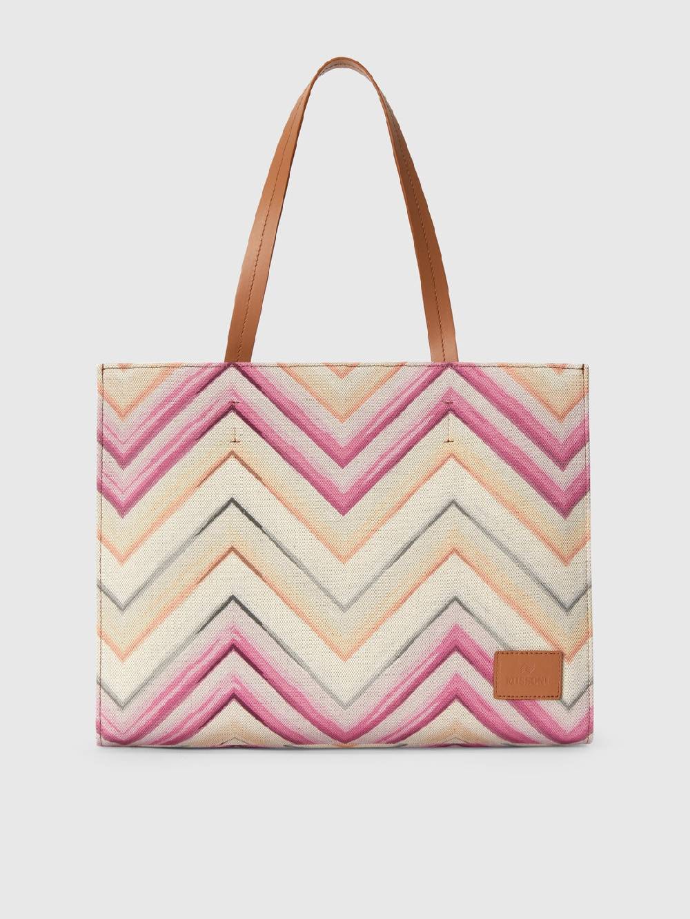 M Missoni Tote bag in misto cotone con motivo chevron Novità