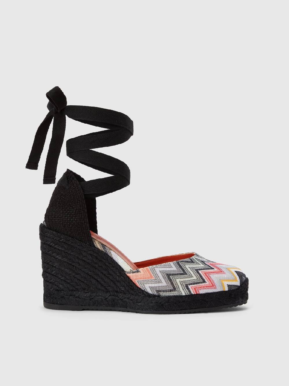 M Missoni Espadrilles con tomaia in tessuto chevron e zeppa Offerte