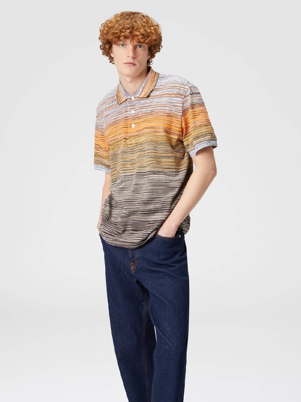 M Missoni Polo in piquet di cotone fiammato Sconto