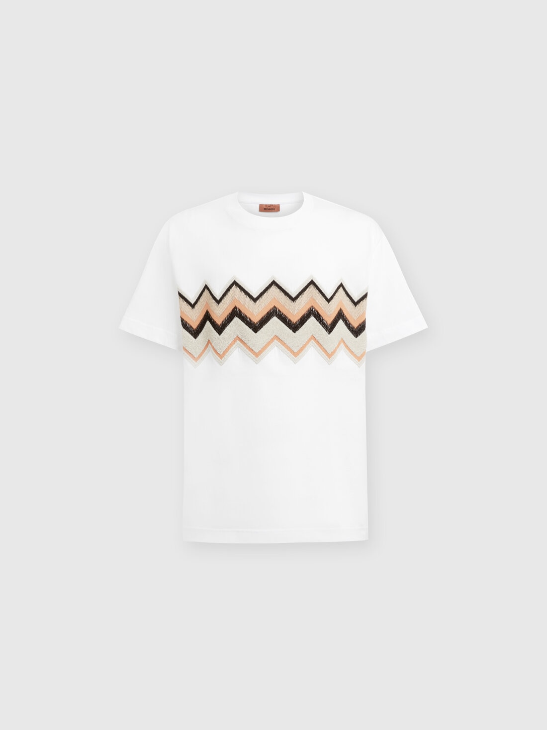 M Missoni T-shirt in jersey di cotone con ricamo zig zag Economico
