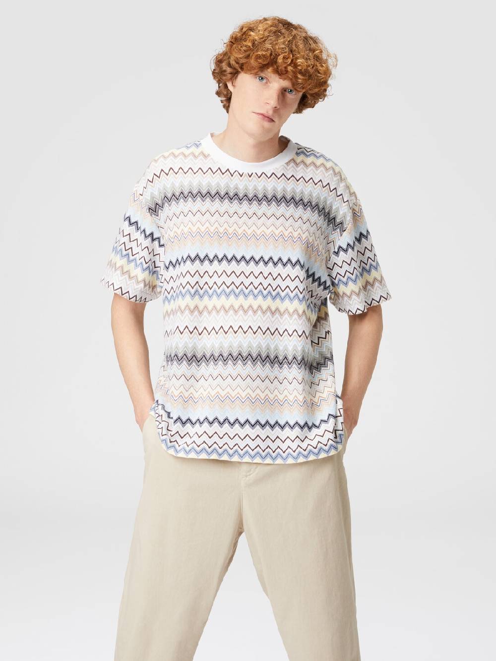 M Missoni T-shirt con motivo zig zag e logo posteriore In Vendita