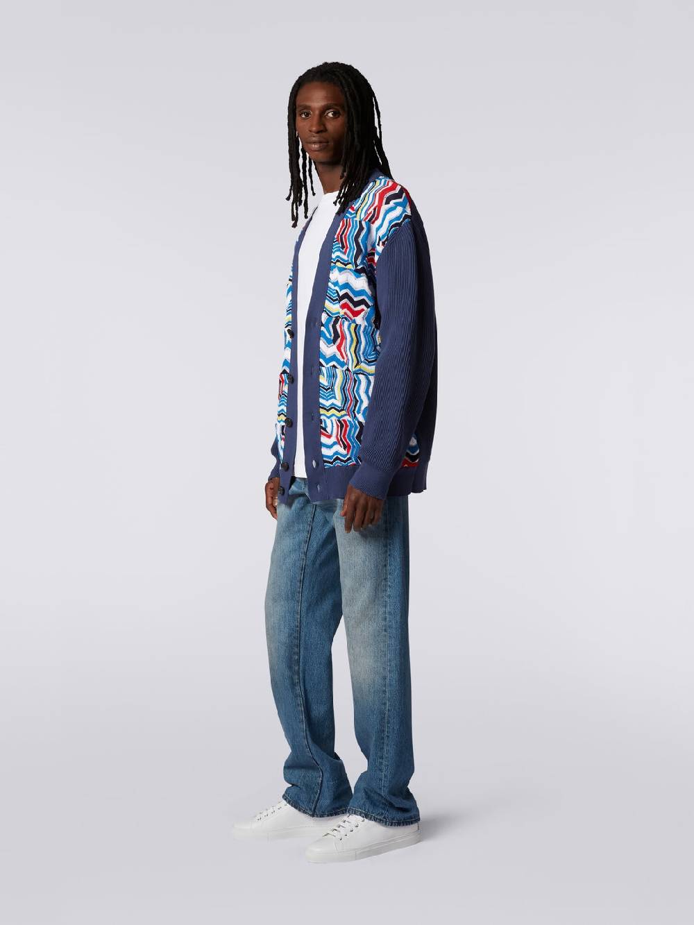 M Missoni Cardigan oversize in misto viscosa con inserti patchwork Offerte