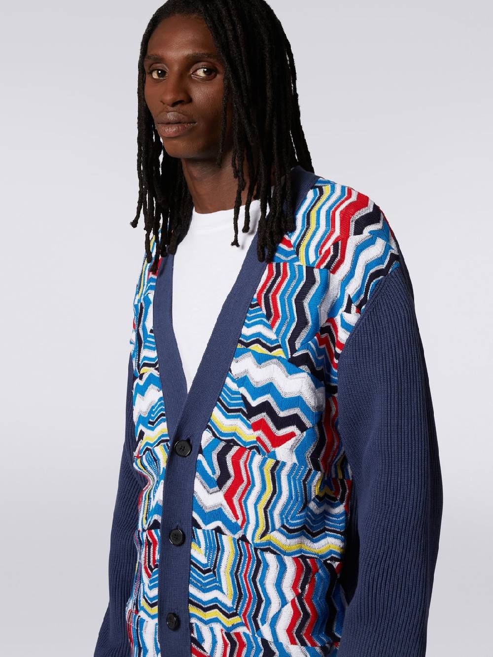 M Missoni Cardigan oversize in misto viscosa con inserti patchwork Offerte