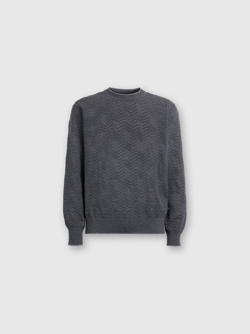 M Missoni Pullover girocollo in lana con chevron tono su tono Vendita Calda