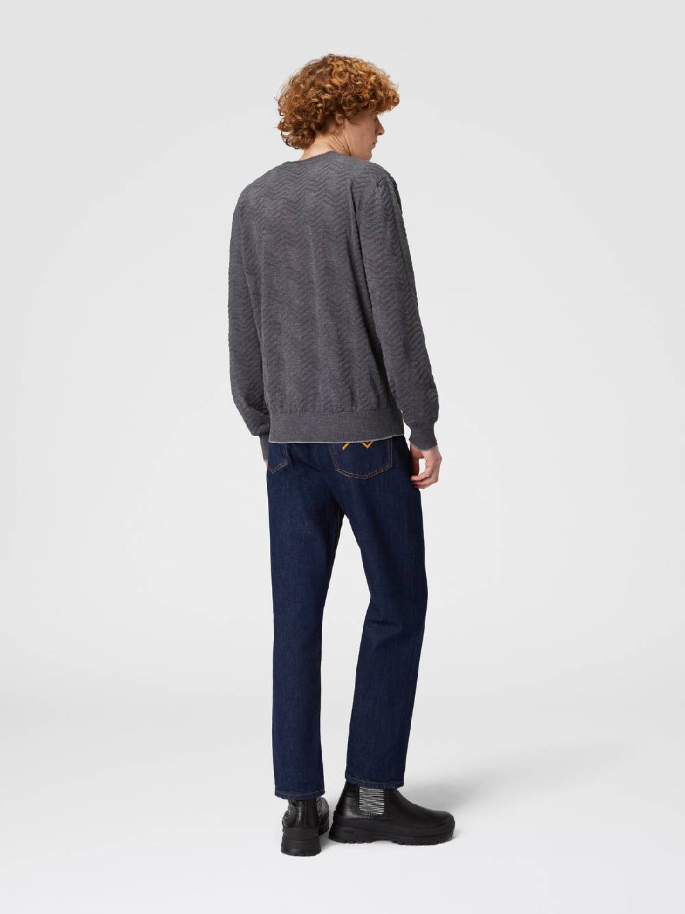 M Missoni Pullover girocollo in lana con chevron tono su tono Vendita Calda