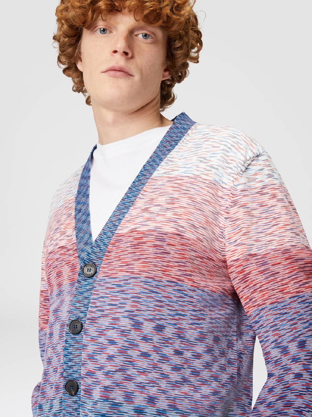 M Missoni Cardigan in maglia di cotone fiammato dégradé Vendita Economica