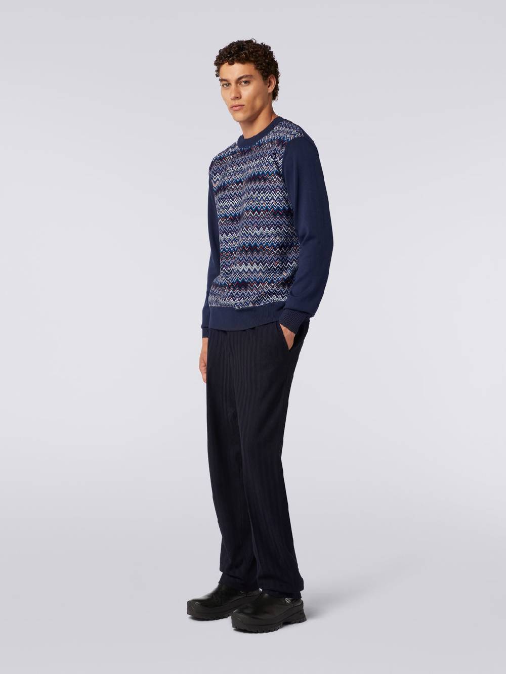 M Missoni Pullover girocollo in cotone, seta e viscosa chevron Vendite Flash