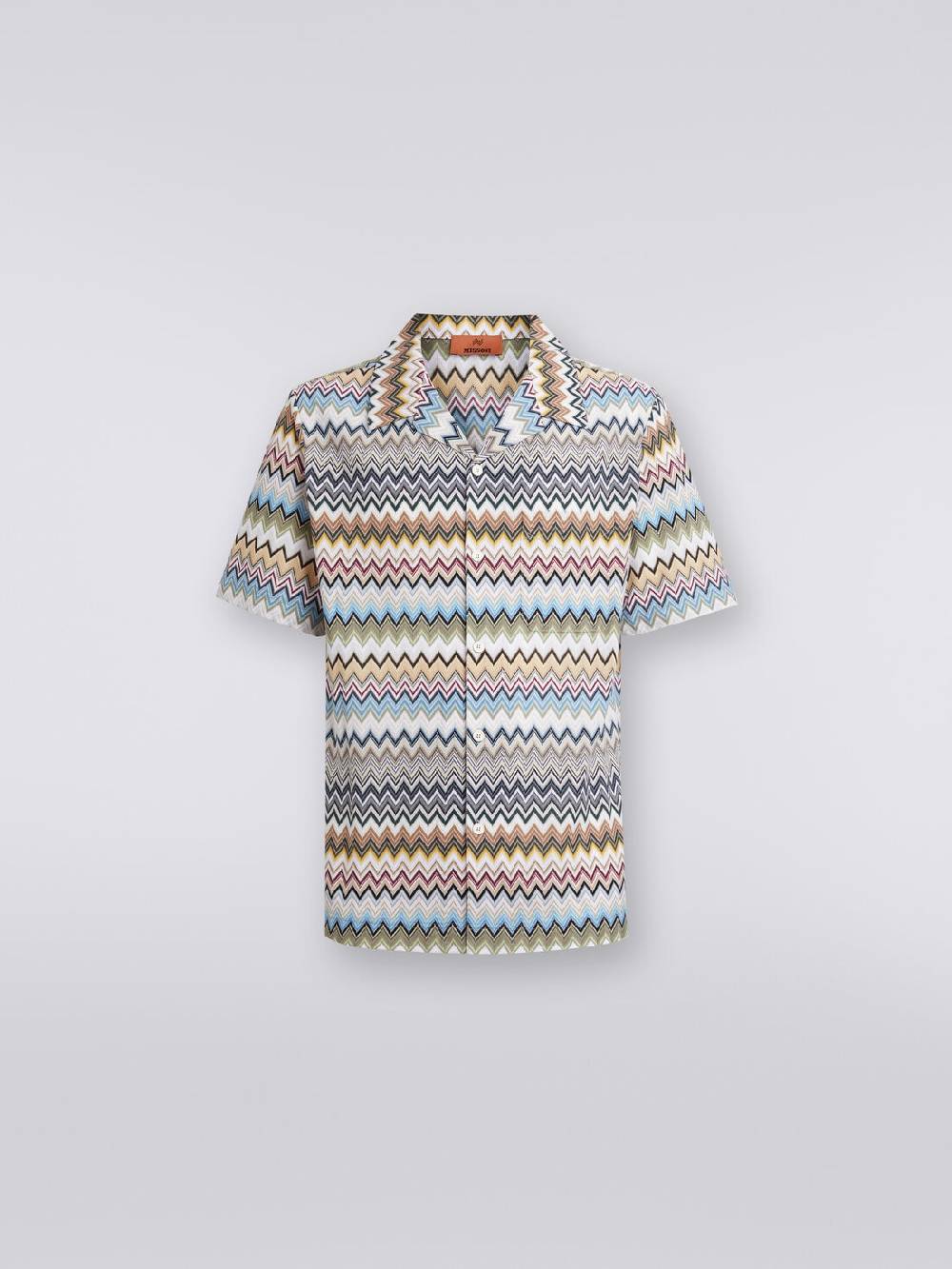 M Missoni Camicia a maniche corte modello bowling in cotone zig zag Negozio