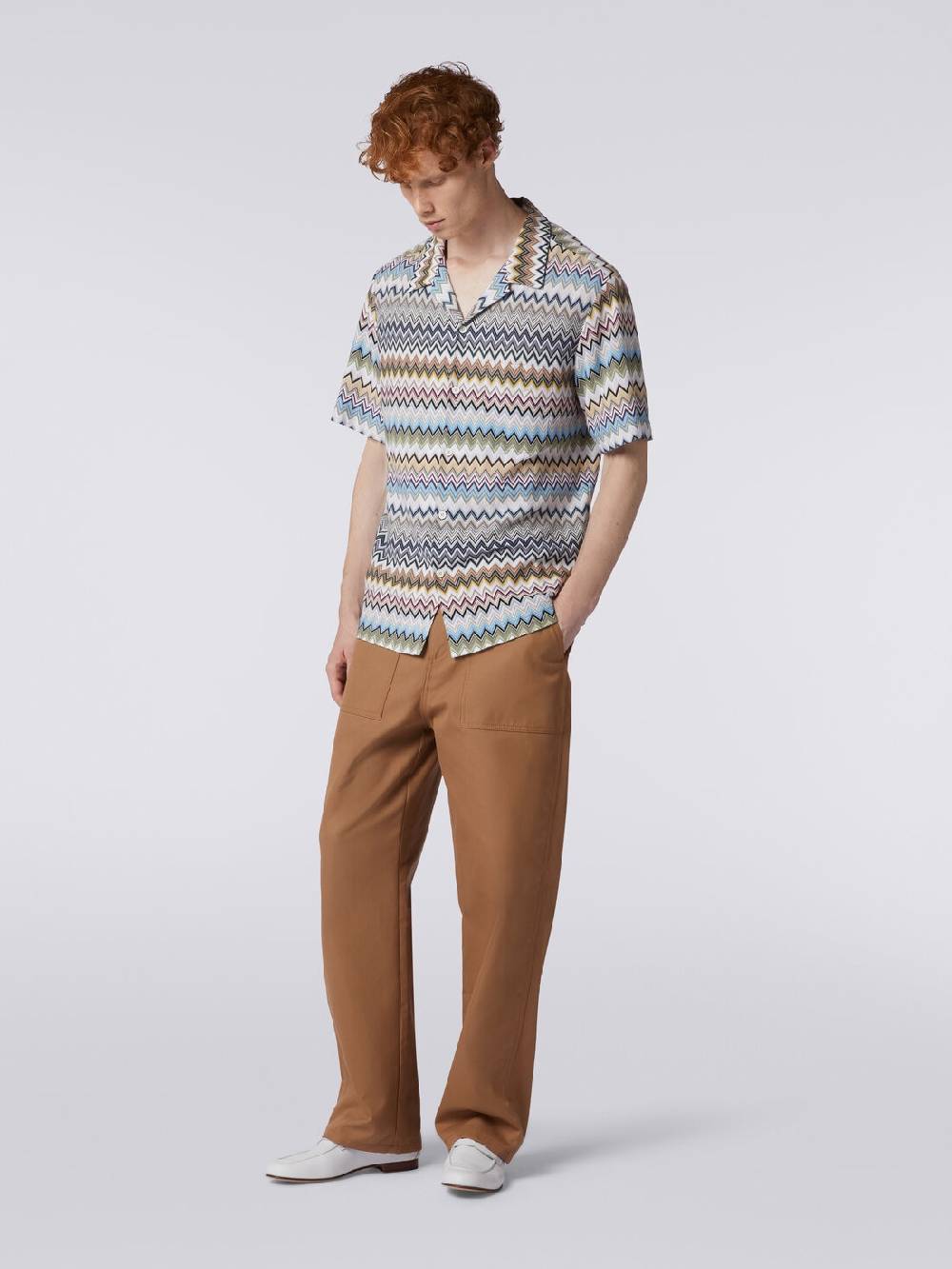 M Missoni Camicia a maniche corte modello bowling in cotone zig zag Negozio