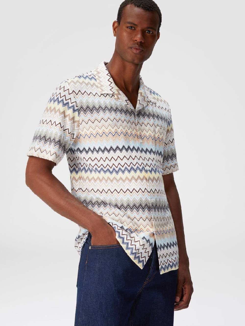 M Missoni Camicia taglio bowling in cotone zig zag In Saldo