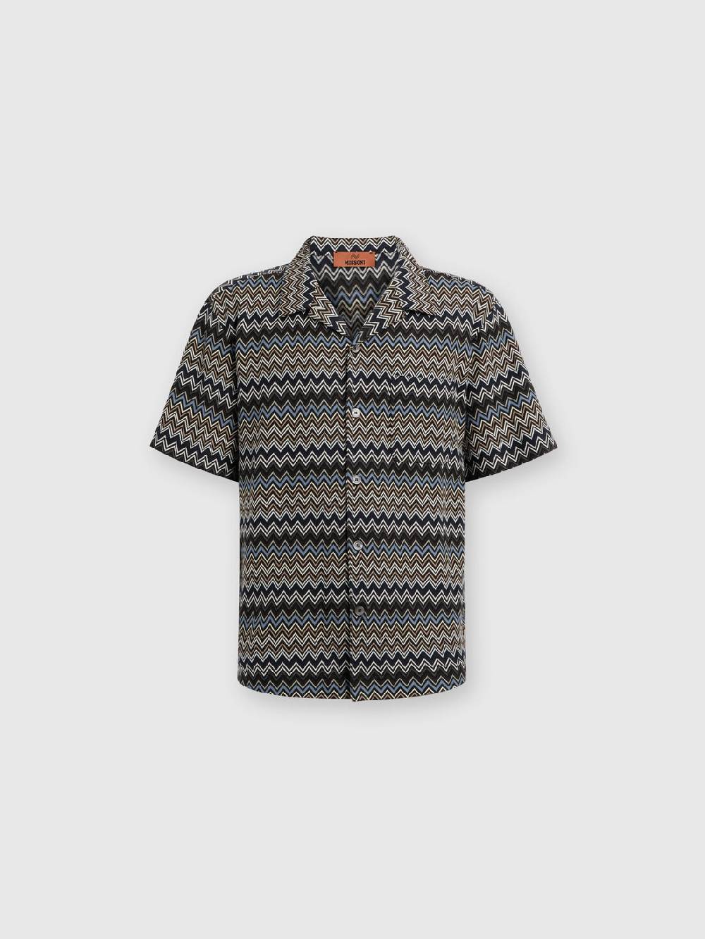 M Missoni Camicia taglio bowling in cotone zig zag Nuova