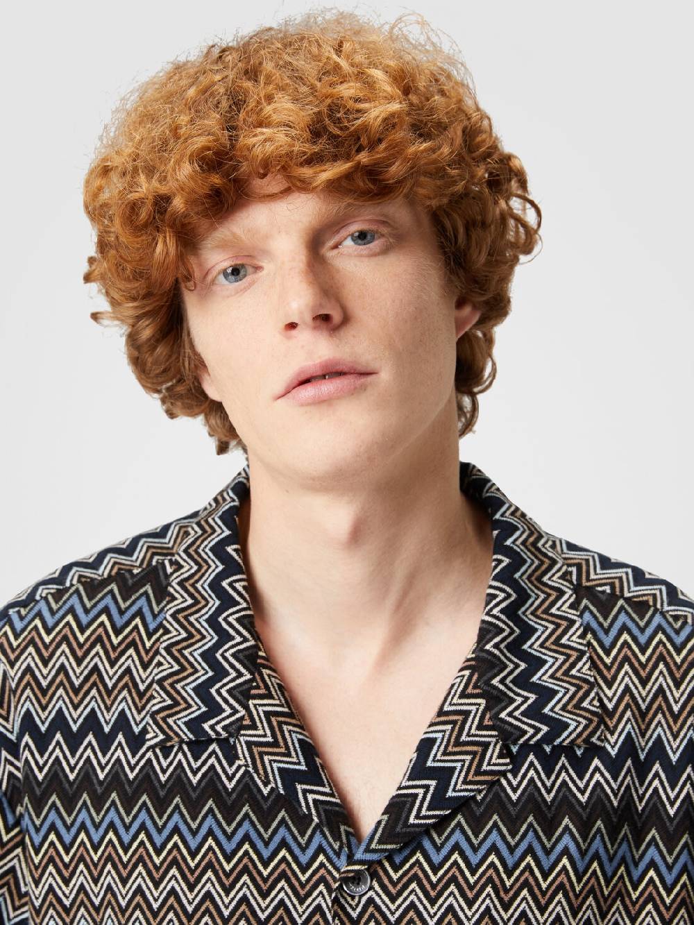 M Missoni Camicia taglio bowling in cotone zig zag Nuova