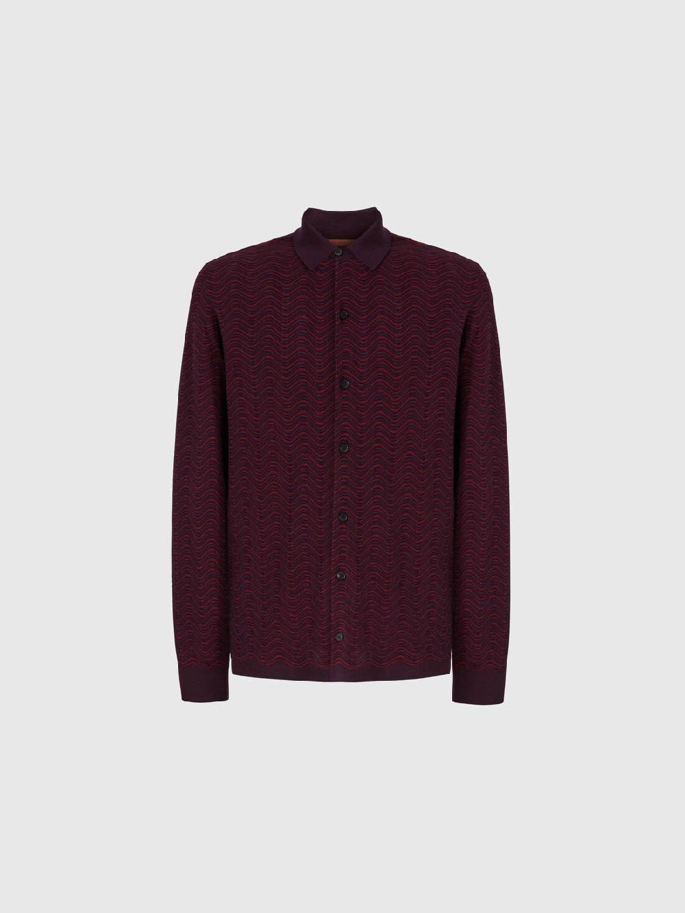 M Missoni Camicia in lana vergine e viscosa con motivo onda Negozio online di fabbrica