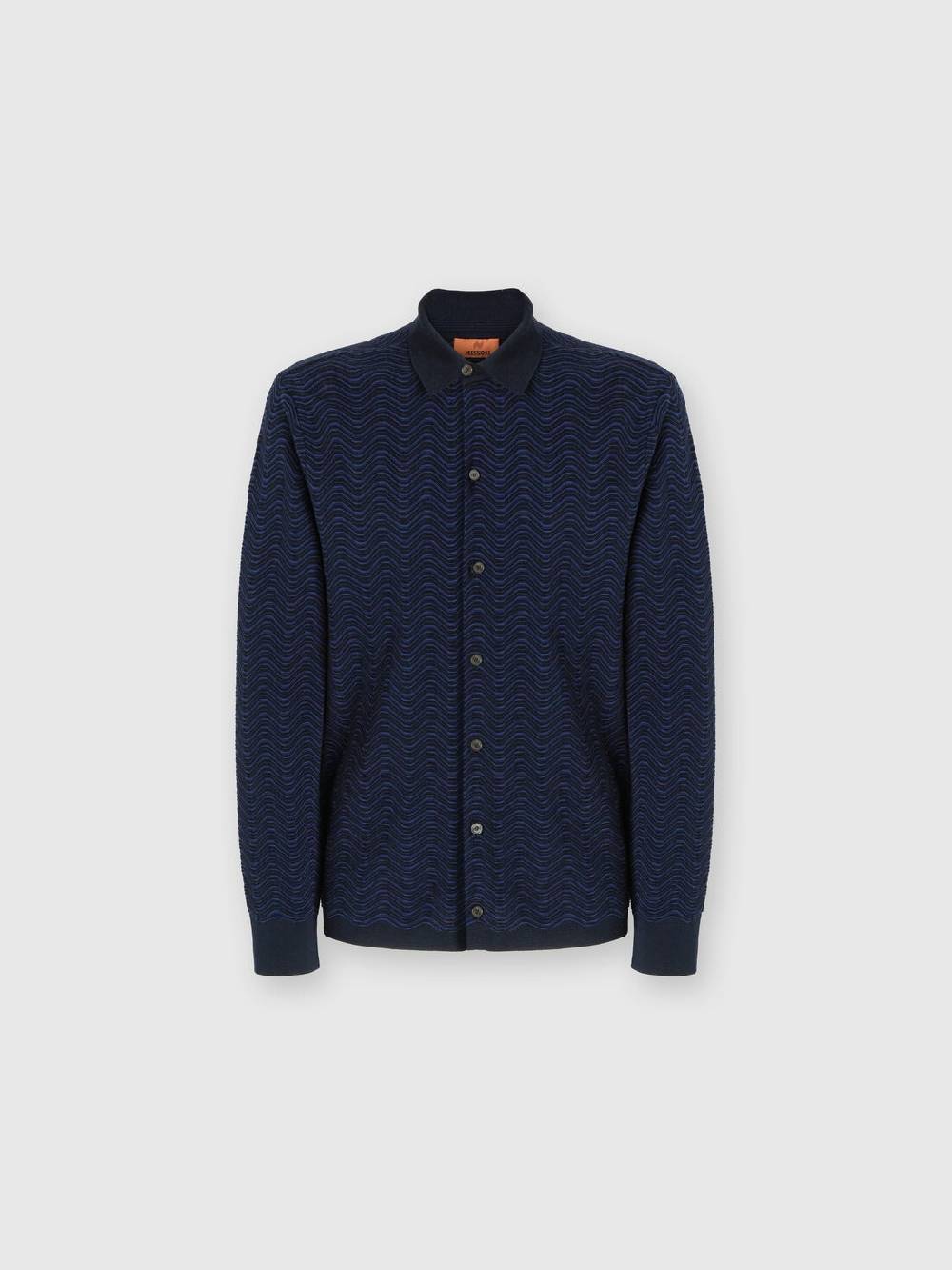 M Missoni Camicia in lana vergine e viscosa con motivo onda Prezzo di fabbrica