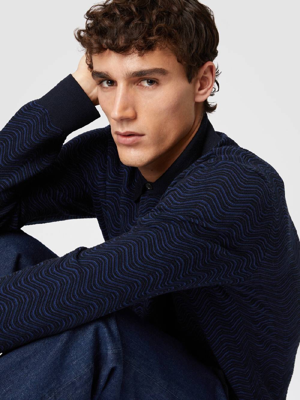 M Missoni Camicia in lana vergine e viscosa con motivo onda Prezzo di fabbrica