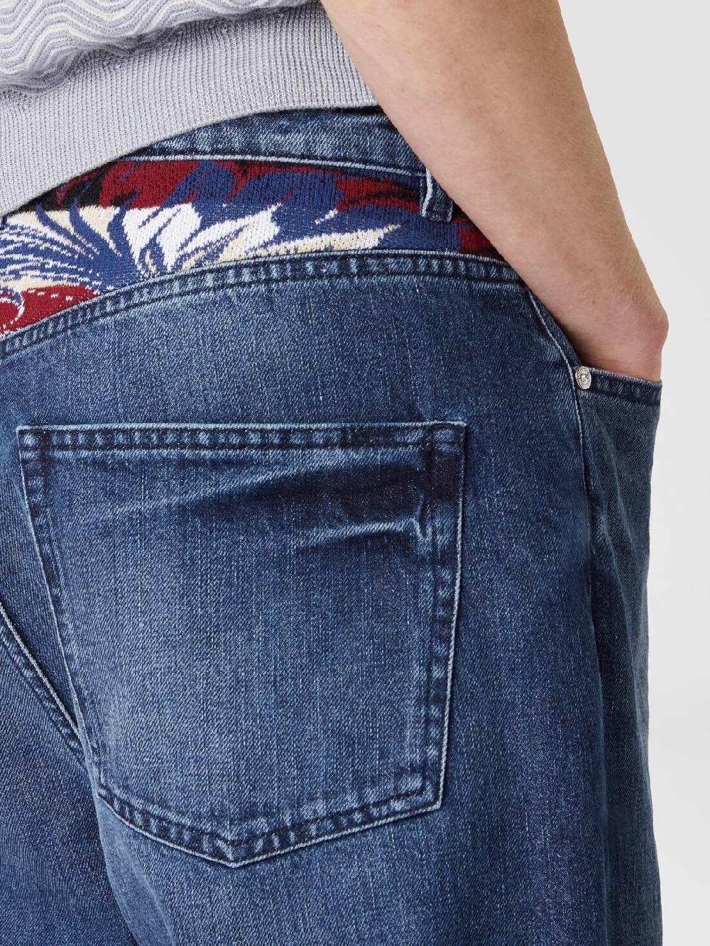 M Missoni Cinque tasche in denim con inserto in maglia motivo Venezia Fornitura limitata