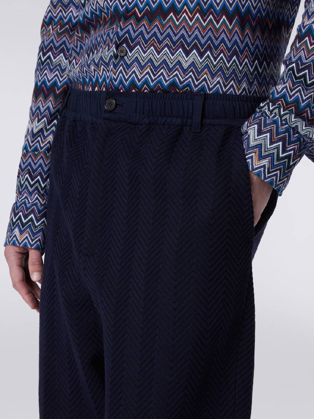 M Missoni Pantaloni classici in cotone e viscosa zig zag Offerta esclusiva