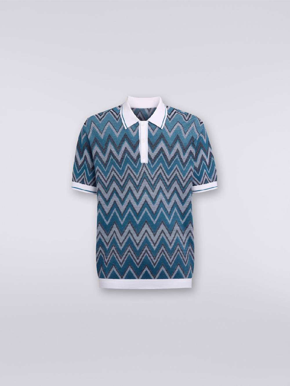 M Missoni Polo in maglia zig zag con dettagli tinta unita Offerta Anniversario