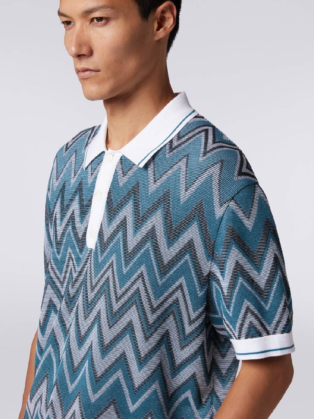 M Missoni Polo in maglia zig zag con dettagli tinta unita Offerta Anniversario