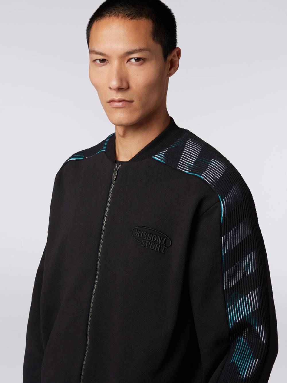 M Missoni Cardigan in felpa di cotone con dettagli in maglia zig zag Online Outlet