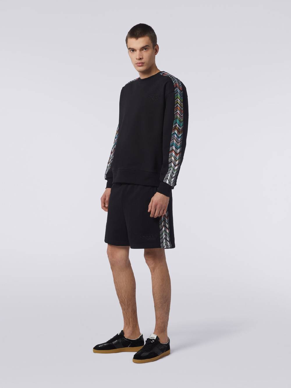 M Missoni Felpa girocollo in cotone con dettagli in maglia zig zag Lightning offer