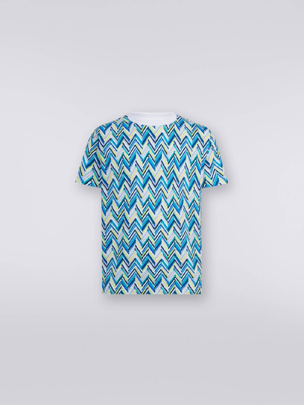 M Missoni T-shirt girocollo in cotone con stampa zig zag Offerte stagionali