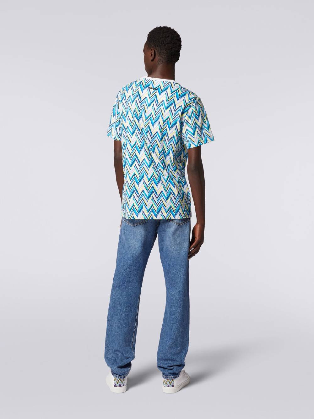 M Missoni T-shirt girocollo in cotone con stampa zig zag Offerte stagionali