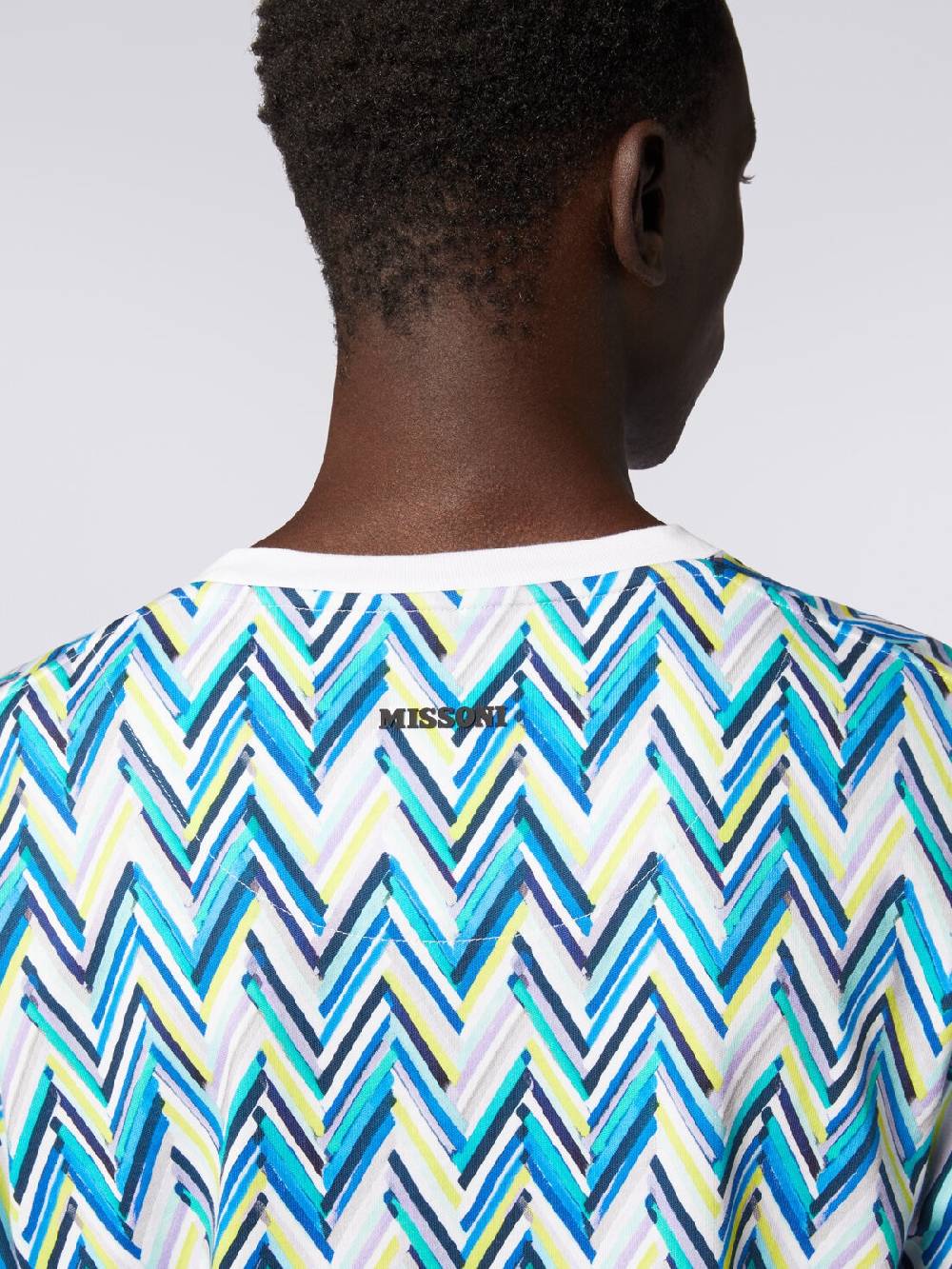 M Missoni T-shirt girocollo in cotone con stampa zig zag Offerte stagionali
