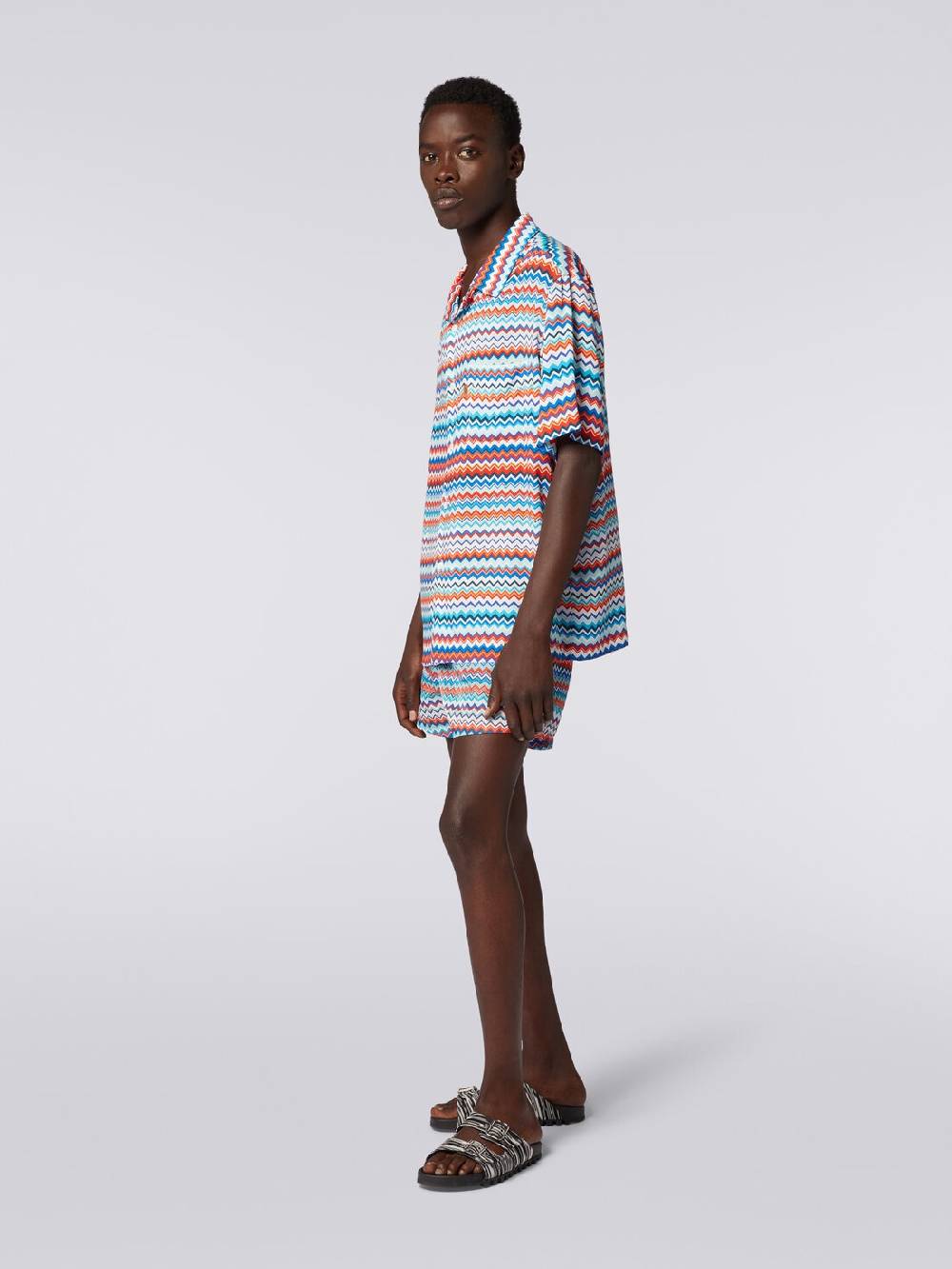 M Missoni Camicia a maniche corte modello bowling in viscosa zig zag Comprane uno, ottenene uno gratis