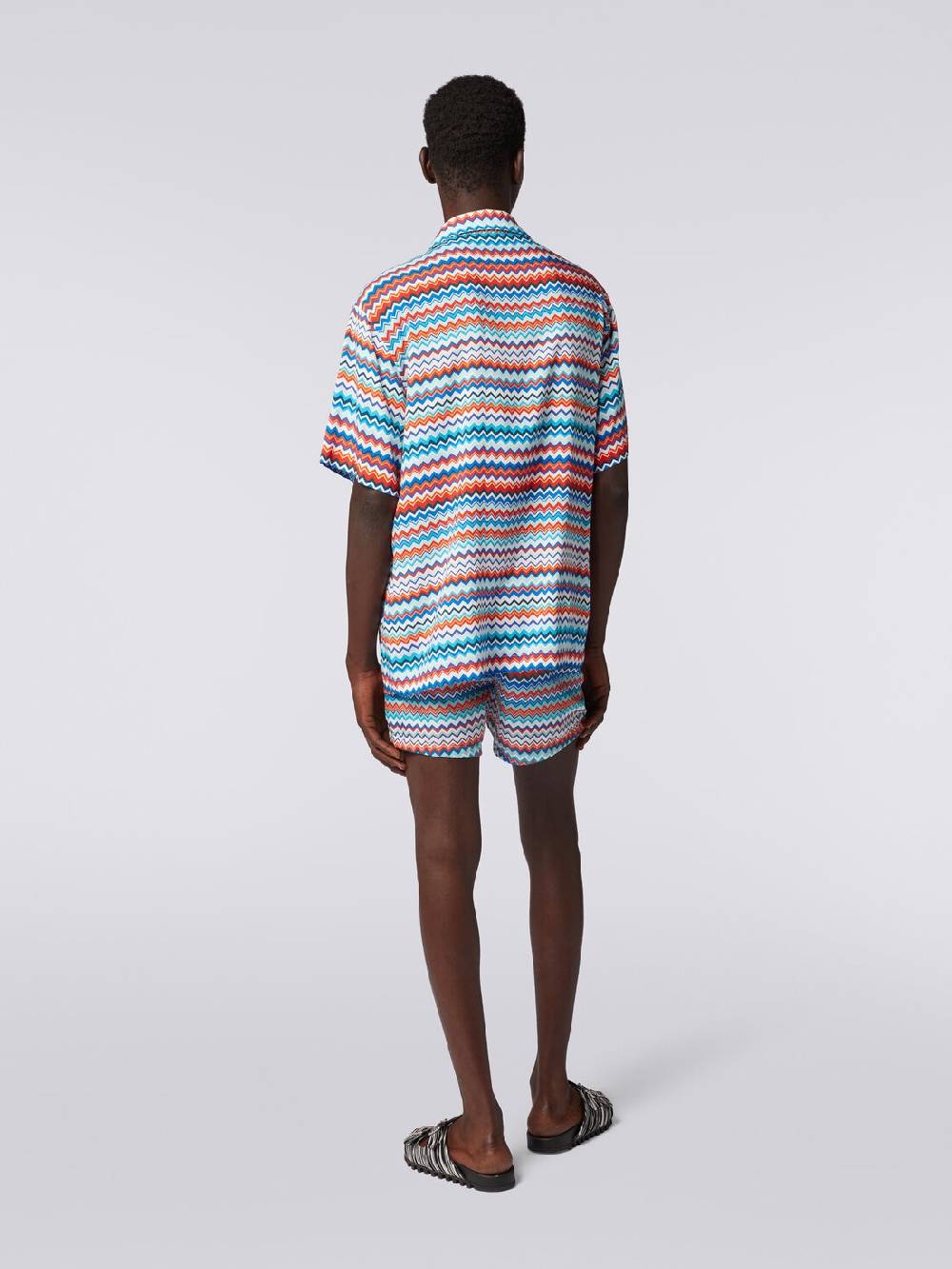 M Missoni Camicia a maniche corte modello bowling in viscosa zig zag Comprane uno, ottenene uno gratis