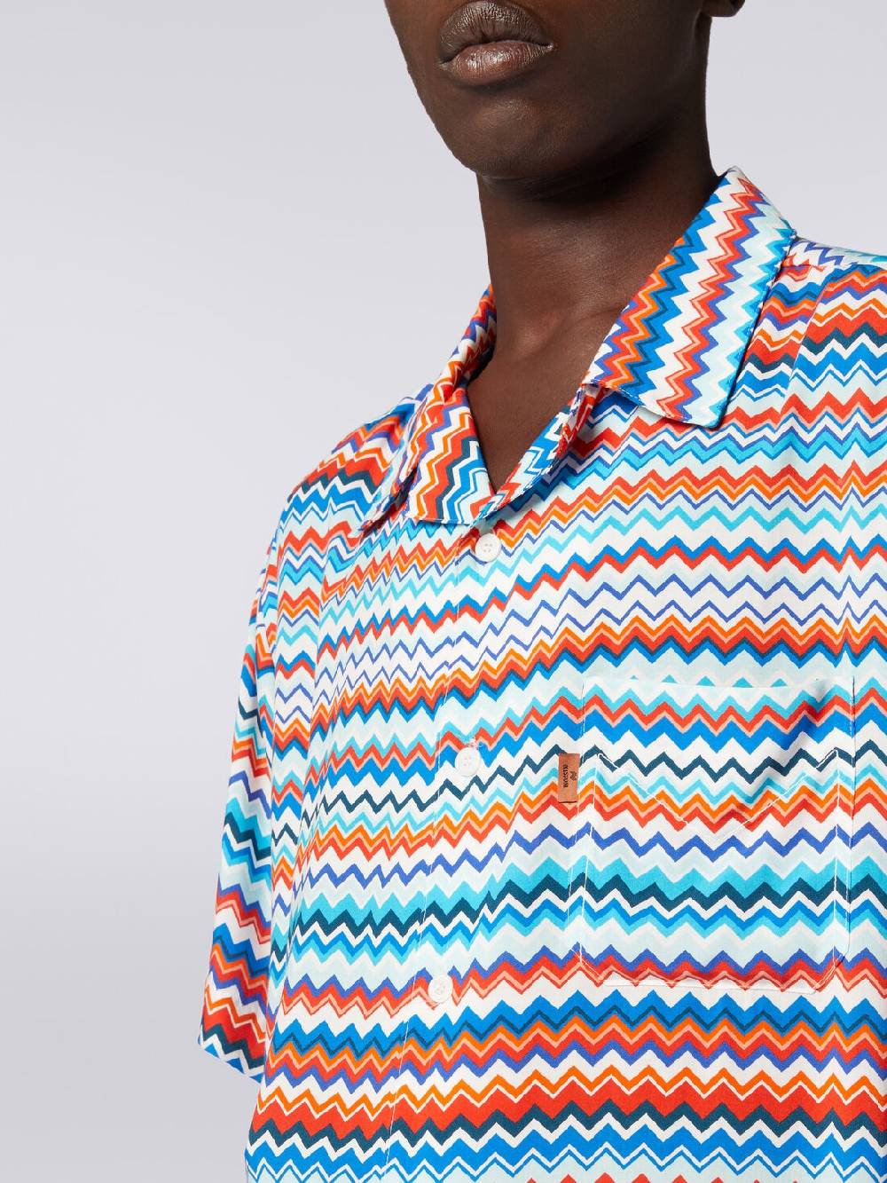 M Missoni Camicia a maniche corte modello bowling in viscosa zig zag Comprane uno, ottenene uno gratis