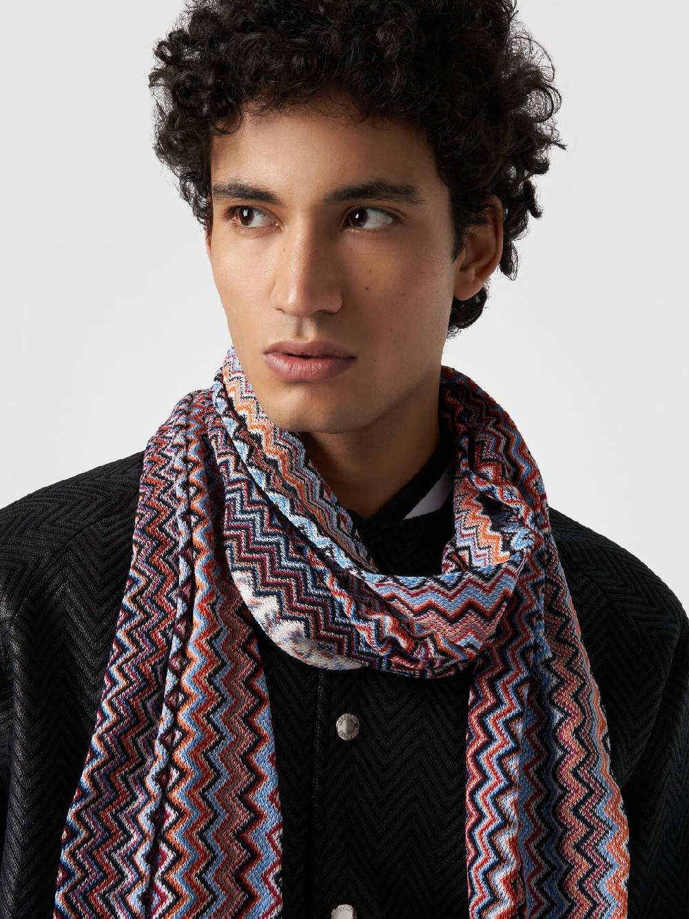 M Missoni Sciarpa in cotone chevron con frange 2025
