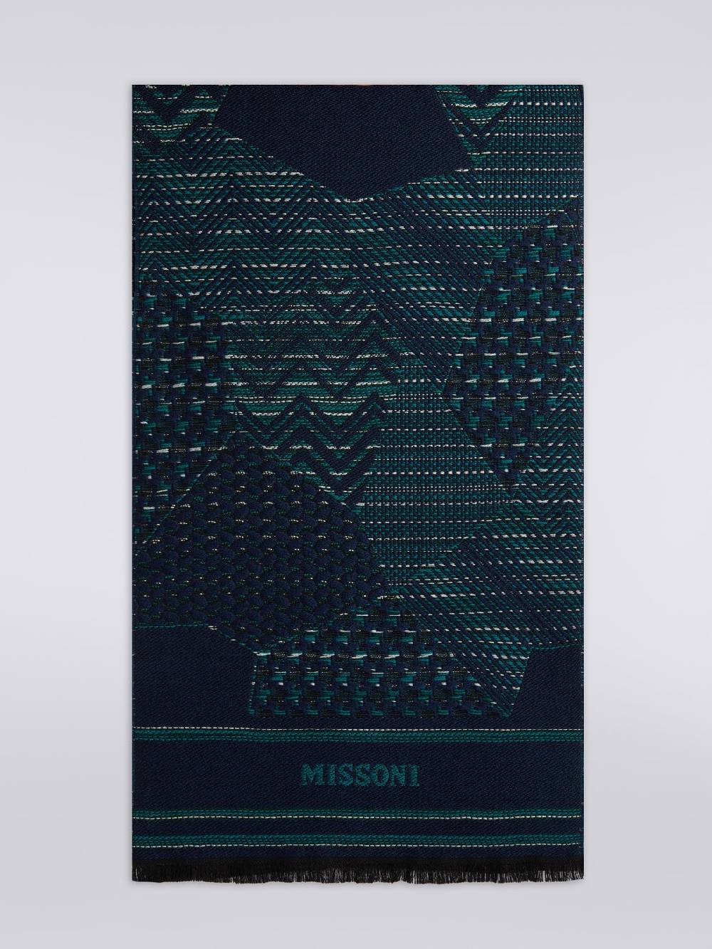 M Missoni Sciarpa in maglia di lana con multi-lavorazione e bordi sfrangiati Italy