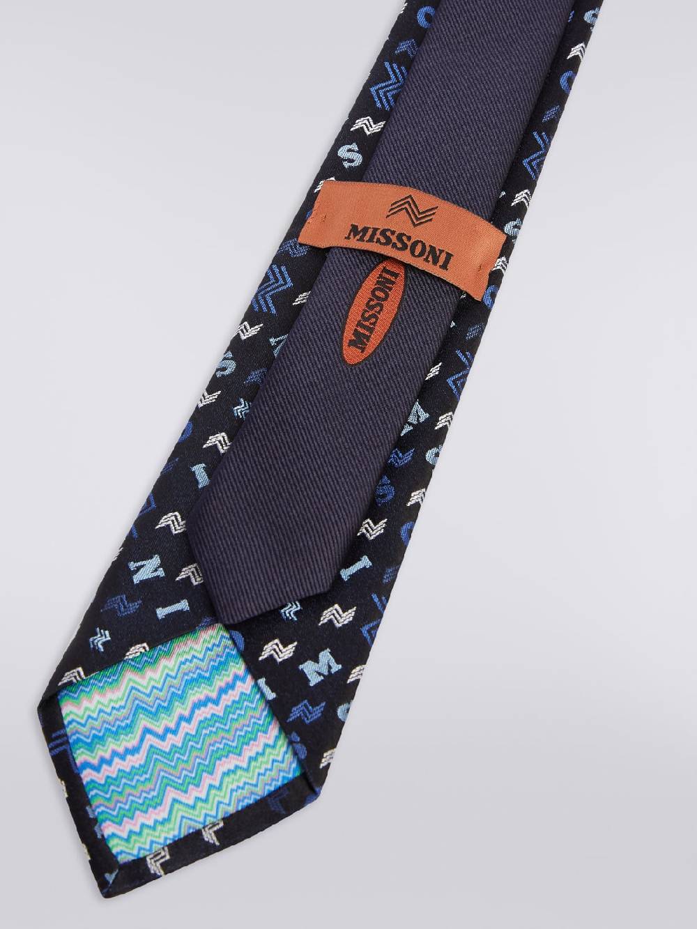 M Missoni Cravatta in seta con lettering logo Nuovo