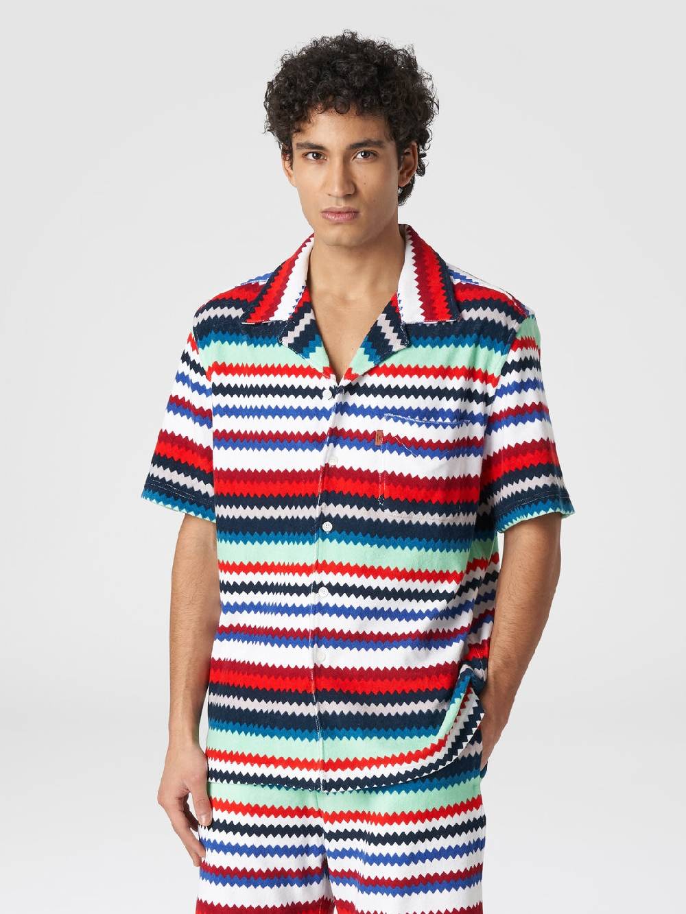 M Missoni Camicia a maniche corte modello bowling in spugna zig zag Sottocosto