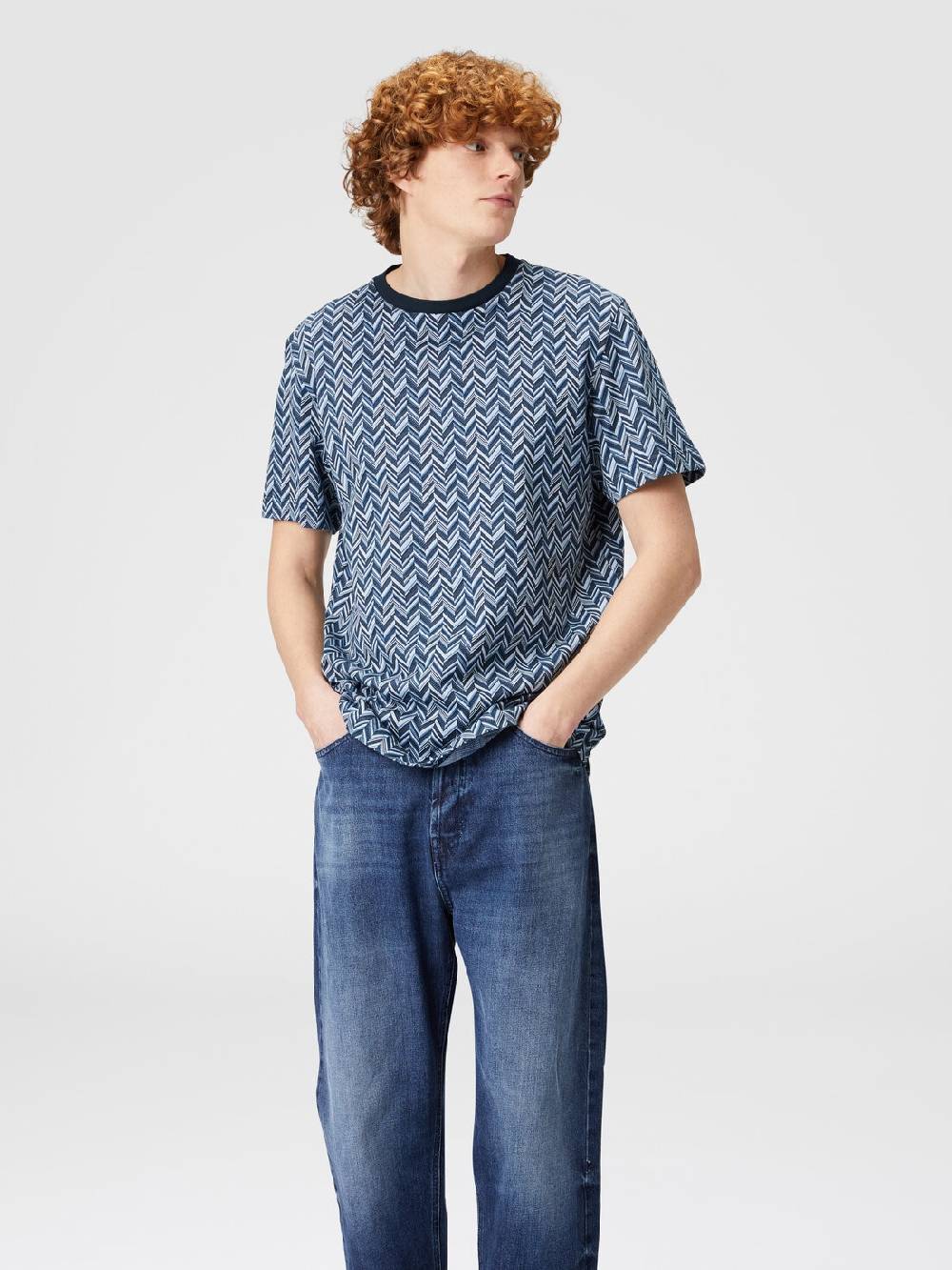 M Missoni T-shirt in jersey di cotone jacquard zig zag Presa