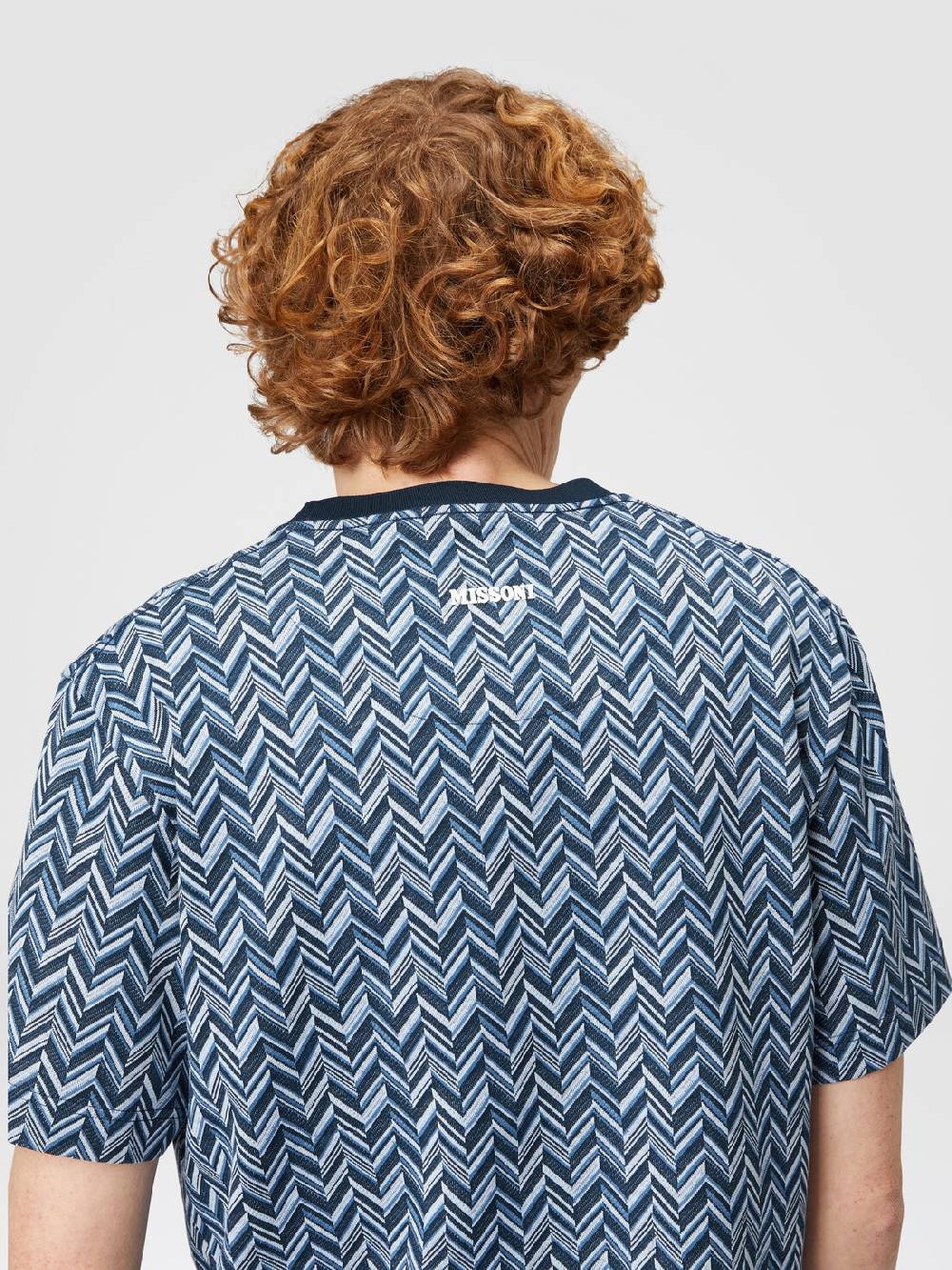 M Missoni T-shirt in jersey di cotone jacquard zig zag Presa
